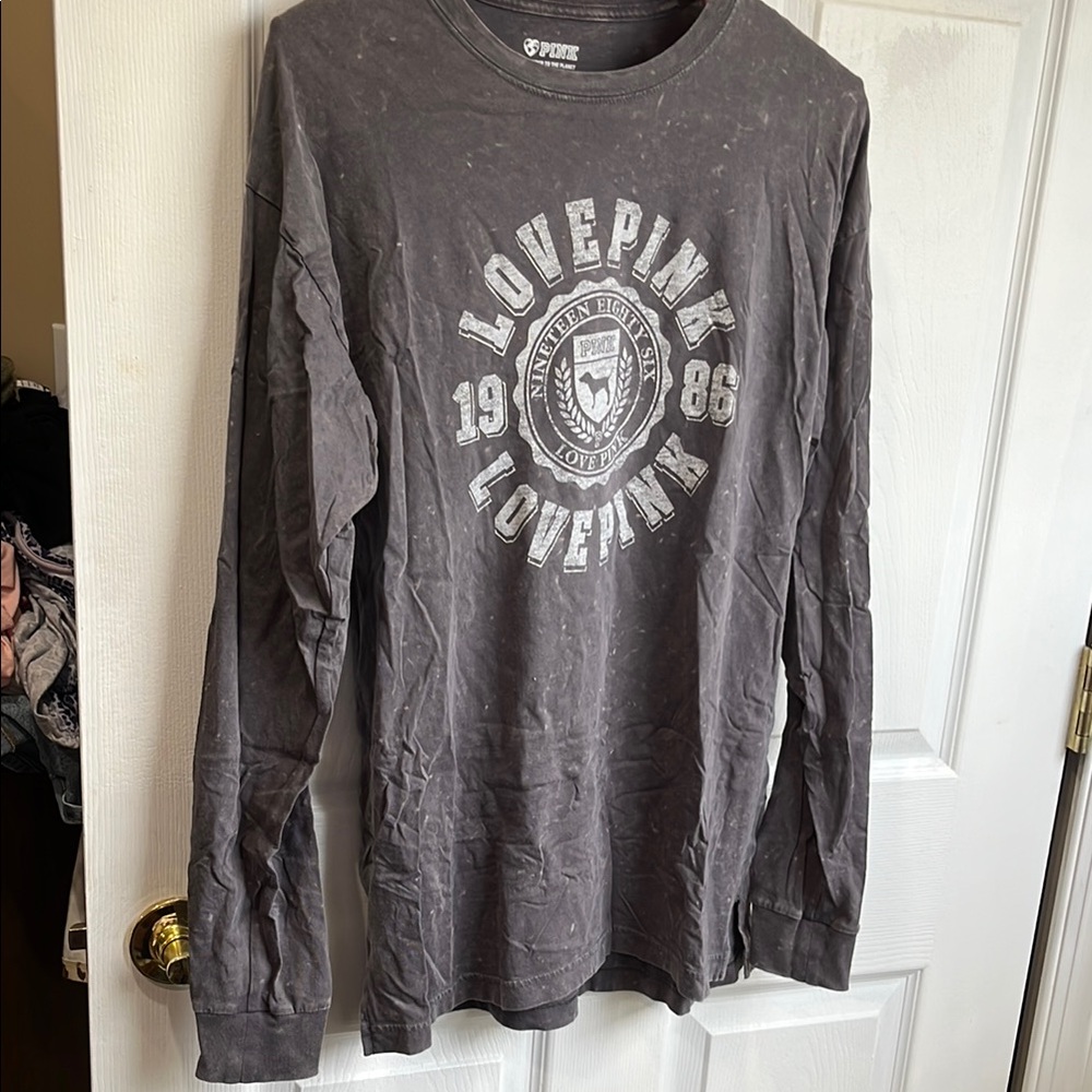 Victoria secret pink gray washed long sleeve top